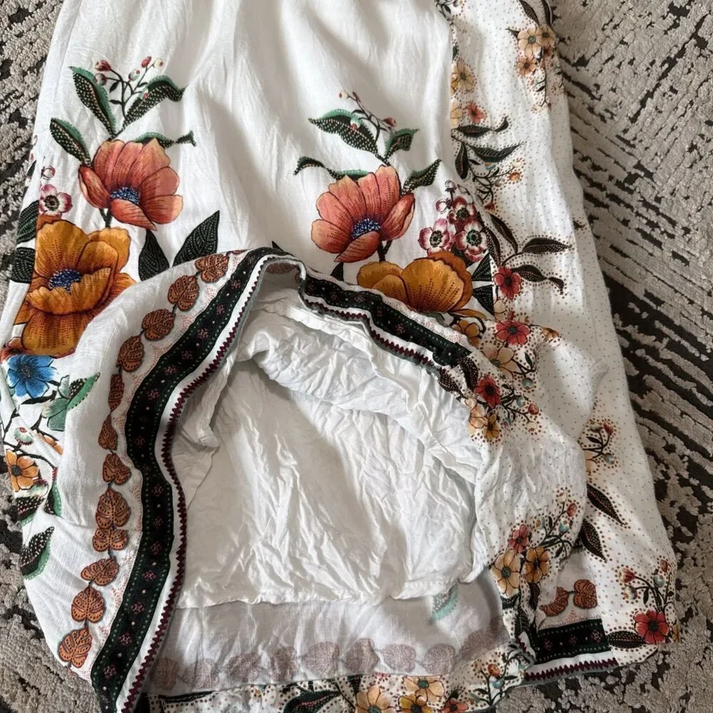 Farm Rio x Anthropologie Melila Floral Flared Pants Women’s Size Large Boho - Picture 8 of 15